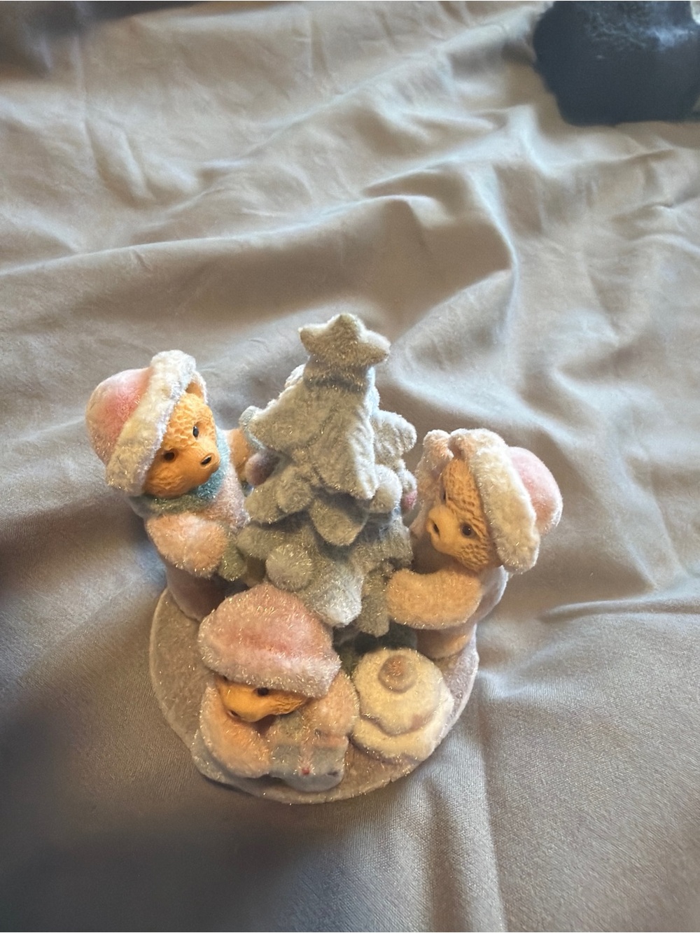 Plush Pastel Bear Trio with Cream & Pink Accents
